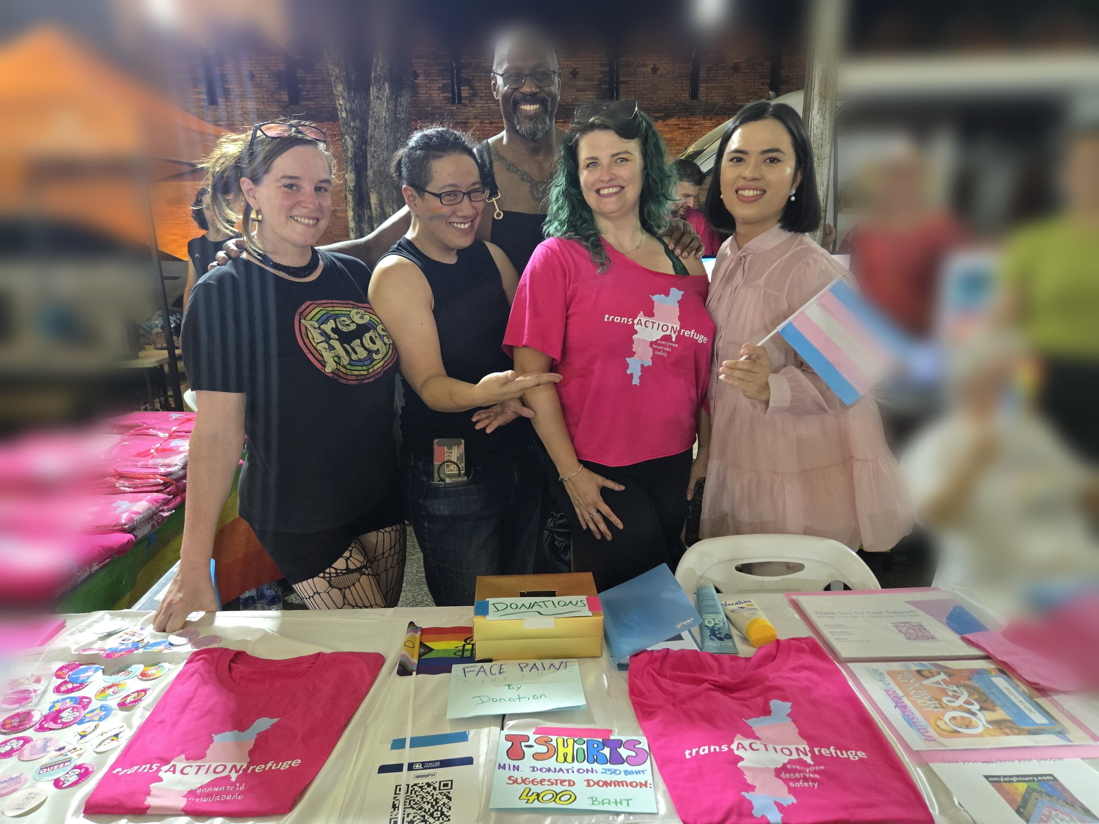 The Trans Action Refuge team at our Pride booth in Chiang Mai